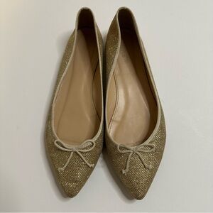 J. Crew Gemma Pointed Toe Flats, Sparkly Gold, 8